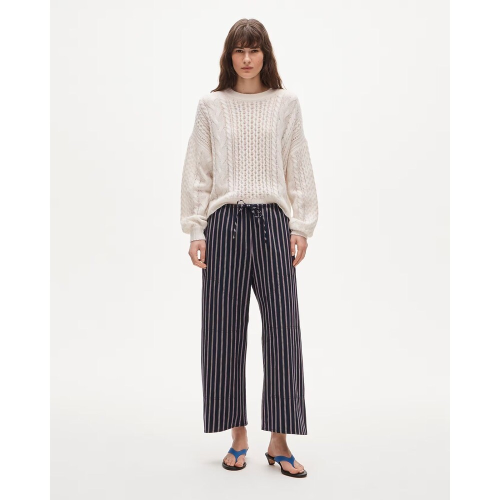 J.CREW Petite Luna Pant In Striped Cotton Poplin LP Navy Multi Relaxed NWT B88